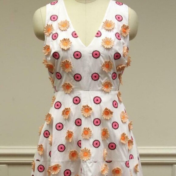 JCrew Embroidered Dress 0 hibiscus flower cotton - Picture 1 of 2